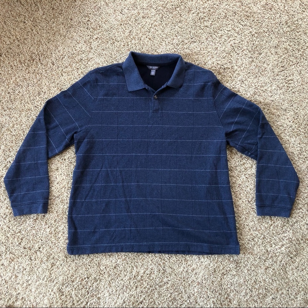Van Heusen Flex Men's Blue Polo Shirt Long Sleeve Size XL